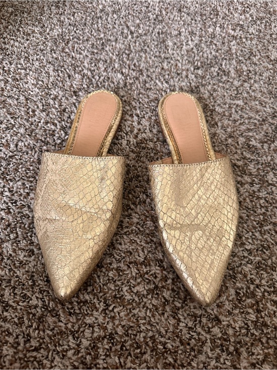 ShuShop Shoes - ShuShop Metallic Gold Pointed Mule Slides